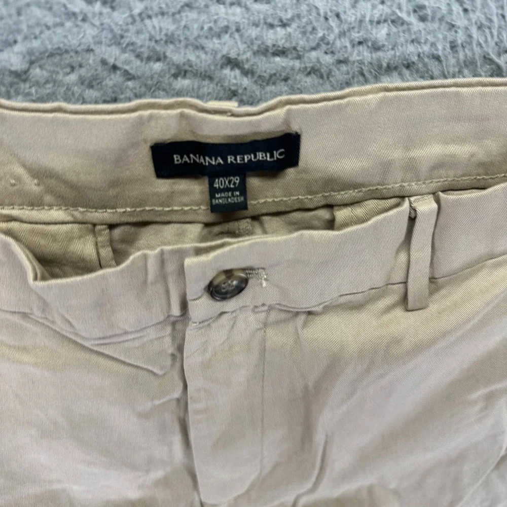 Banana Republic Pant Men's 40x26 Beige Cotton‎ Chino Straight Business Stretch